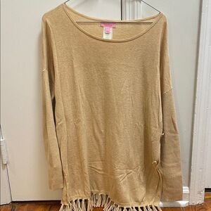 Lilly Pulitzer Beige Fringe Sweater